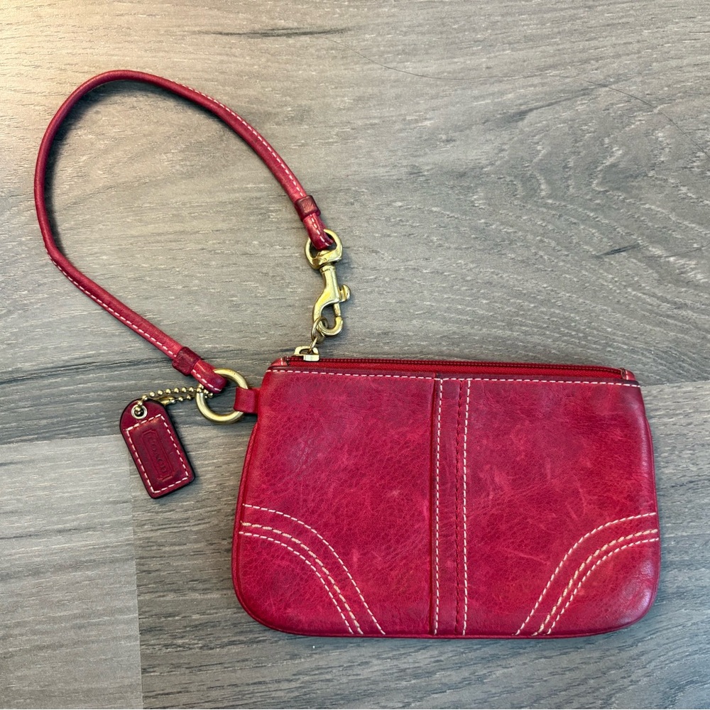 Coach Leather Wristlet - Red